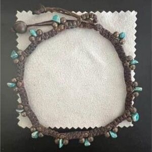 Handmade Seaweed and Turquoise Stone Bracelet